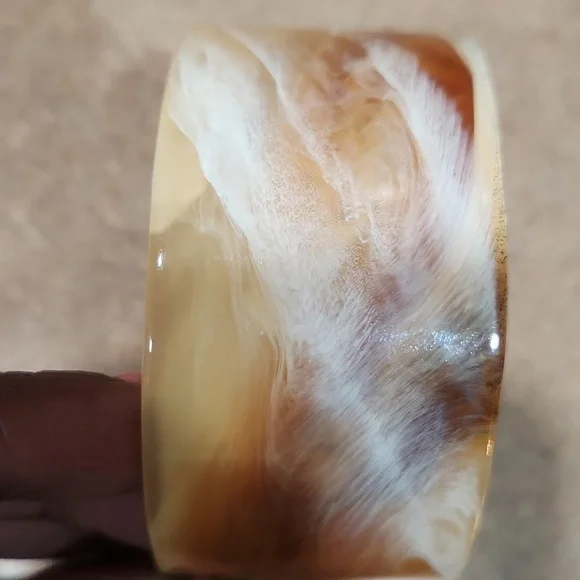 Brown and Cream Wide Cuff Bracelet - Picture 3 of 3